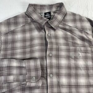 Under Armour Tradesman Flex Flannel Shirt Men's L Pewter Plaid Snap Long Sleeve